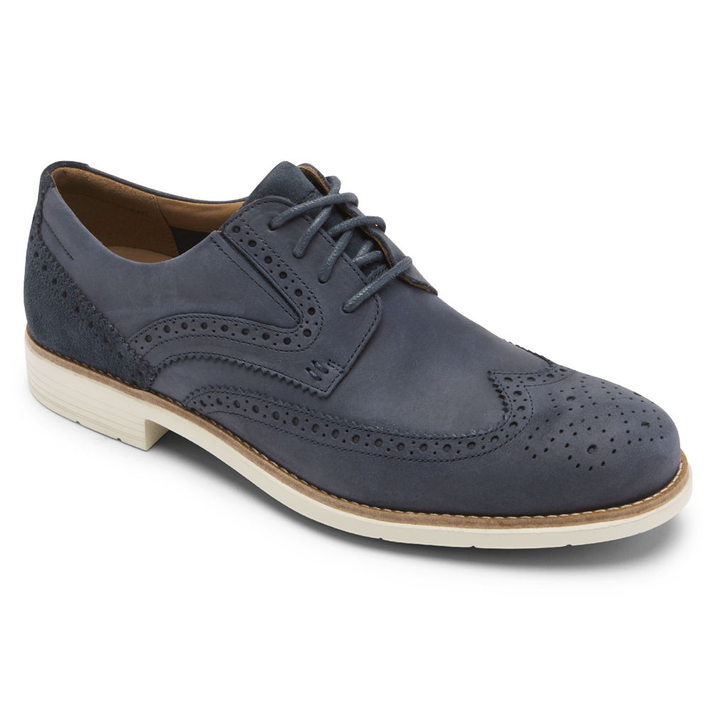 Rockport Mens Lace Up Blue - Total Motion Hendrik Wingtip - UK 817-FZAULH